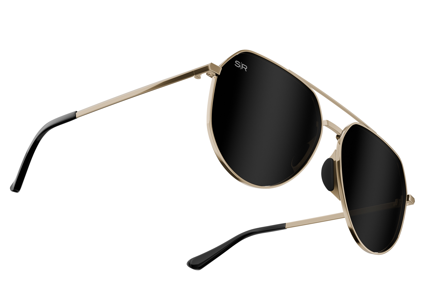 Tangle-Free Aviator Sunglasses with Shatterproof Polycarbonate Lenses Shwae Tangle-Free Aviator Sunglasses | Gold Frame - Smoke  main image 2