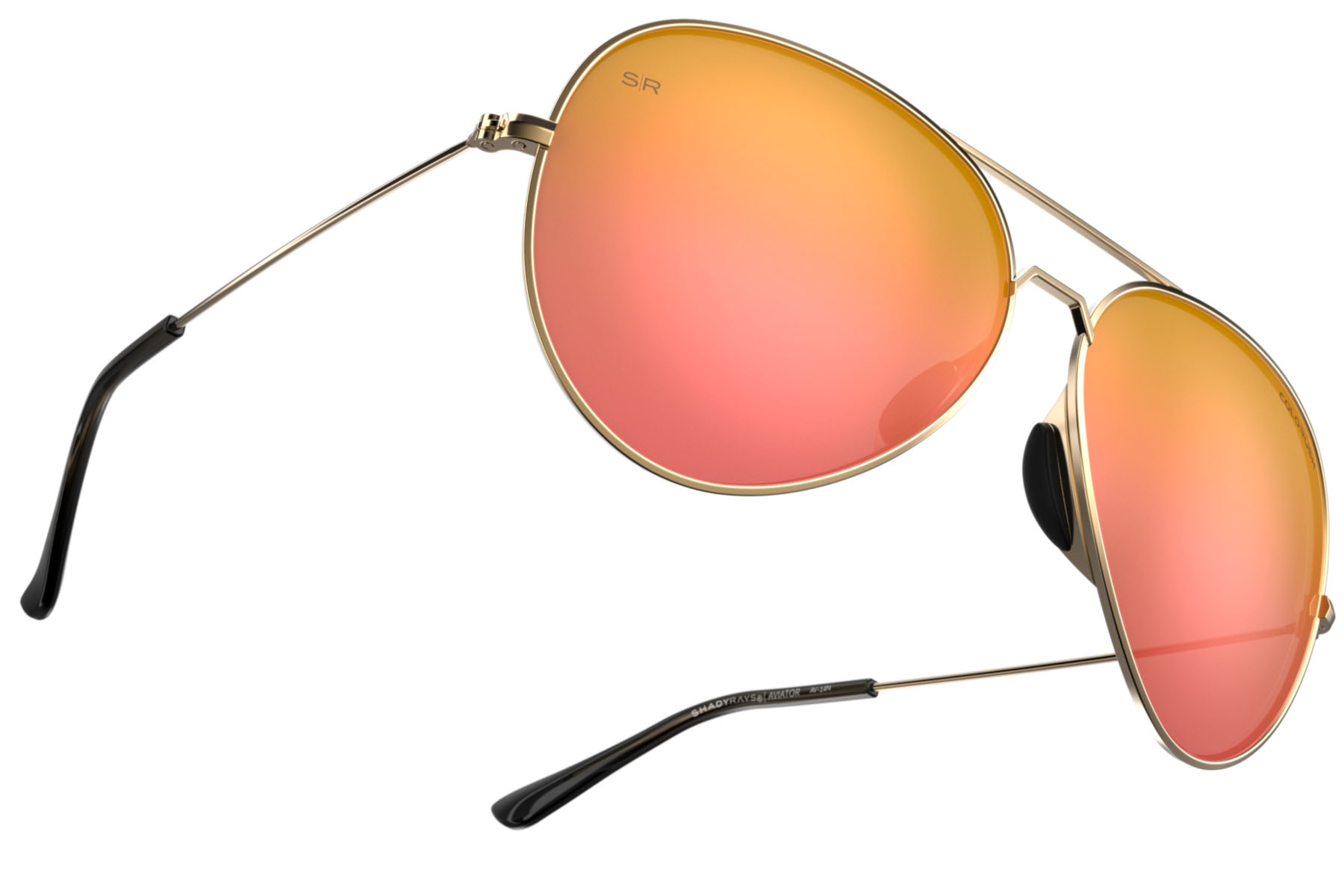 Polarized Aviator Sunglasses with Mirrored Lenses Aviator - Satin Silver & Polarized Rose Gold Mirror Lenses  main image 2