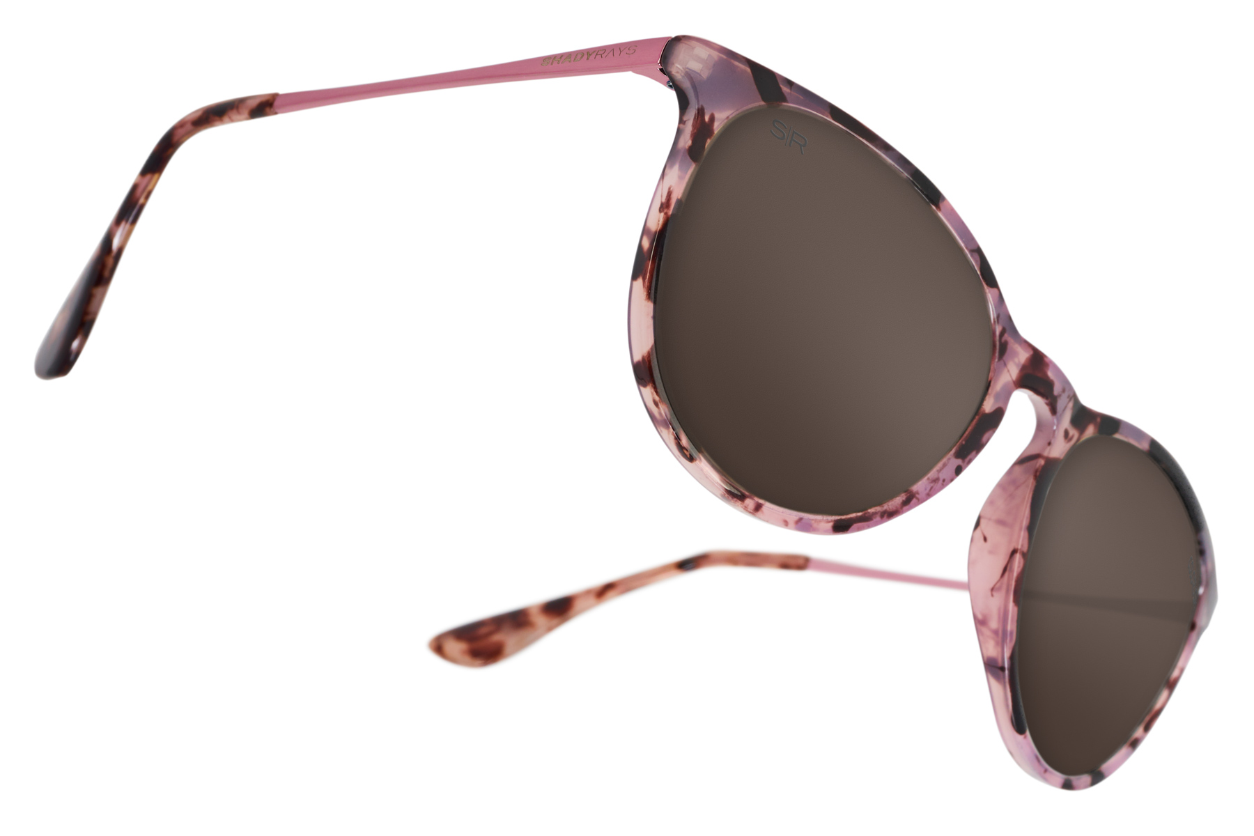 Tortoiseshell Round Frame Sunglasses with Pink Lenses Tortoise Narrow Retro-Vintage Round Tinted Sunglasses with  main image 3