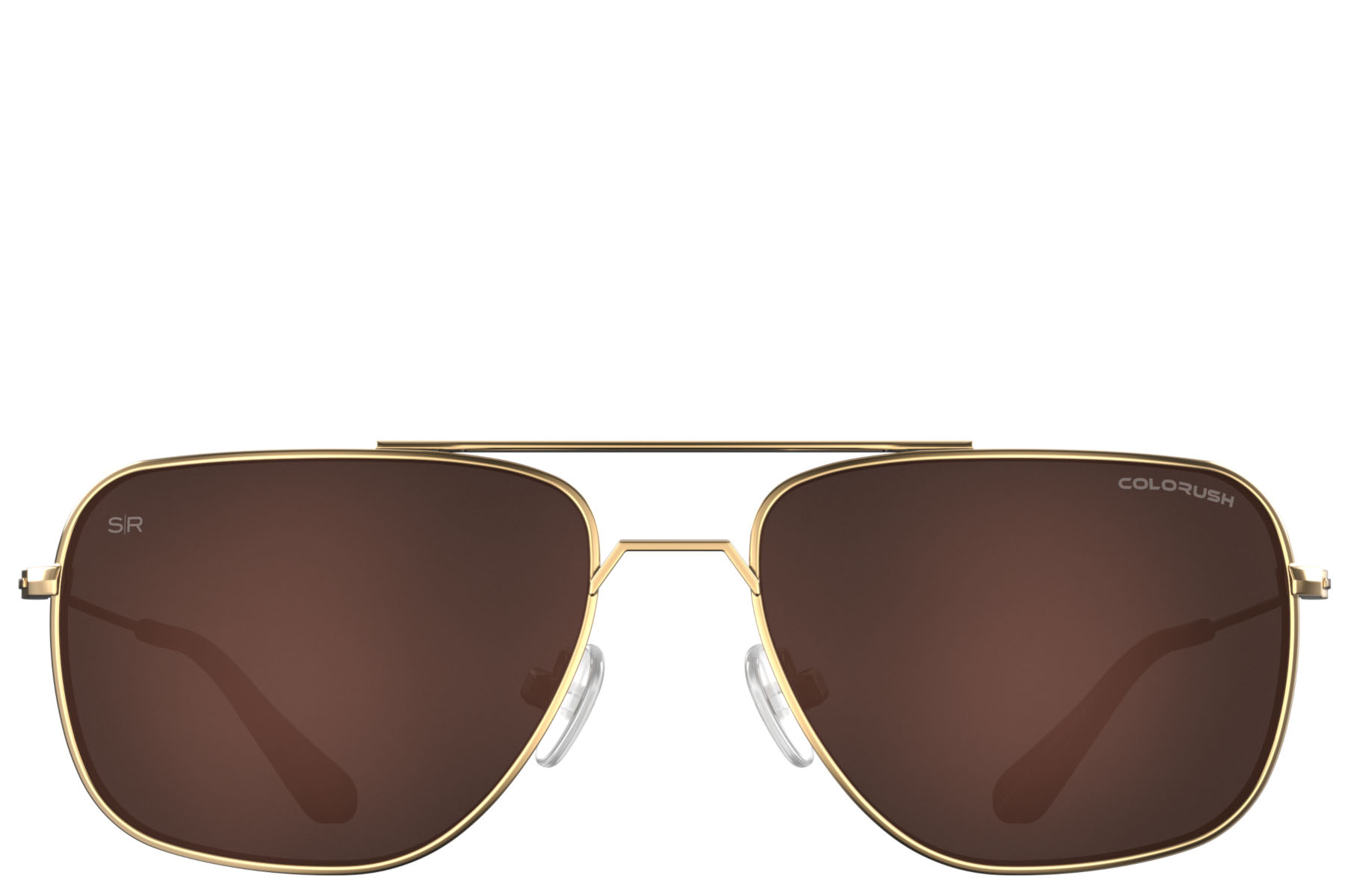Unisex Polarized Sunglasses Gold Metal Finish 100%UV Rectangle Amber Lens 61mm 4f621e74-a46f-4bae-bf80-  main image 2